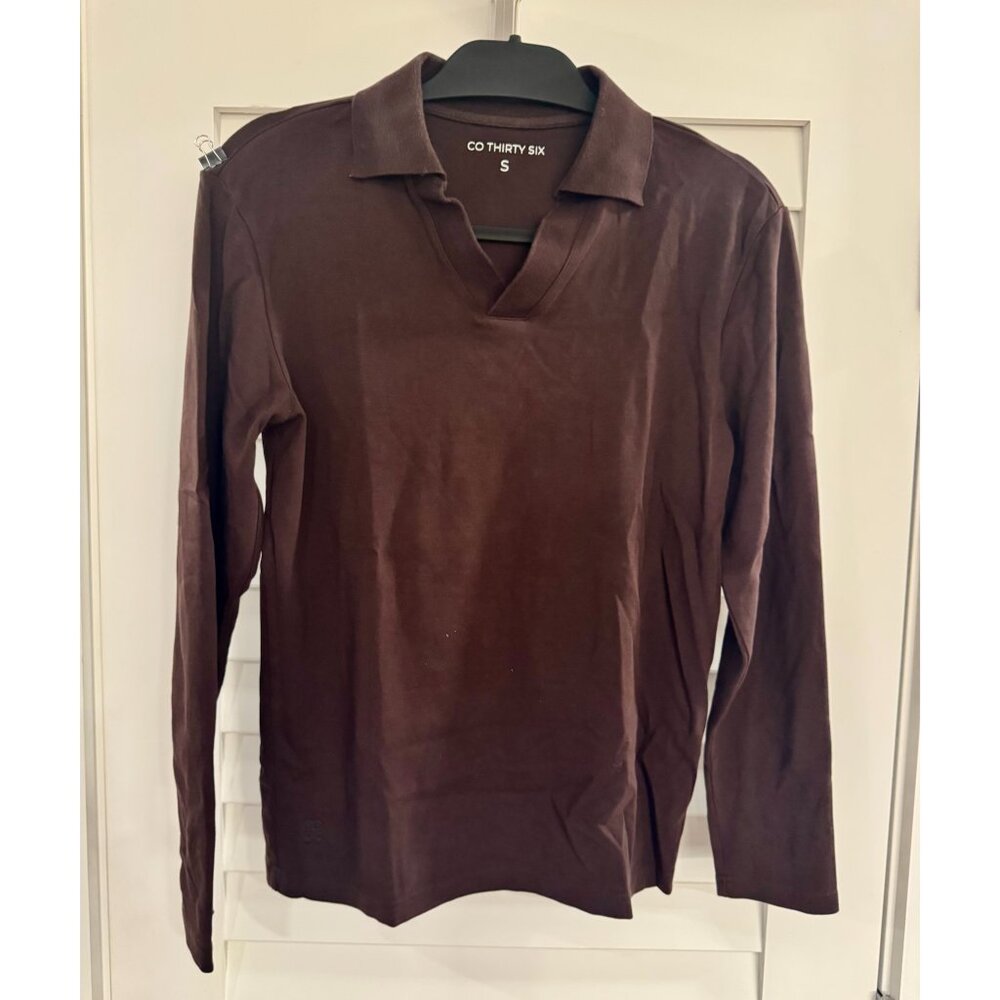 Co36 Long--Sleeve Co Polo (Brown, Cotton Blend, Size S)